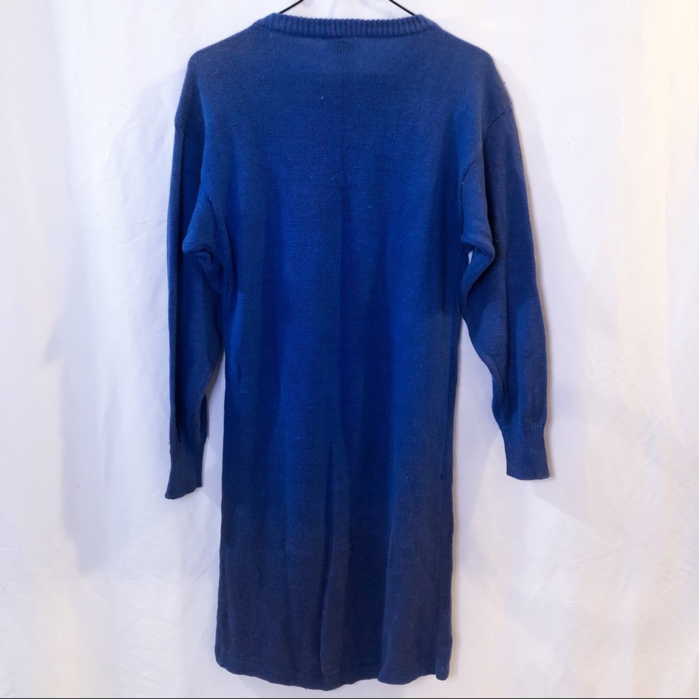 Vintage 80s Sequin Blue Sweater Dress - Picture 10 of 16